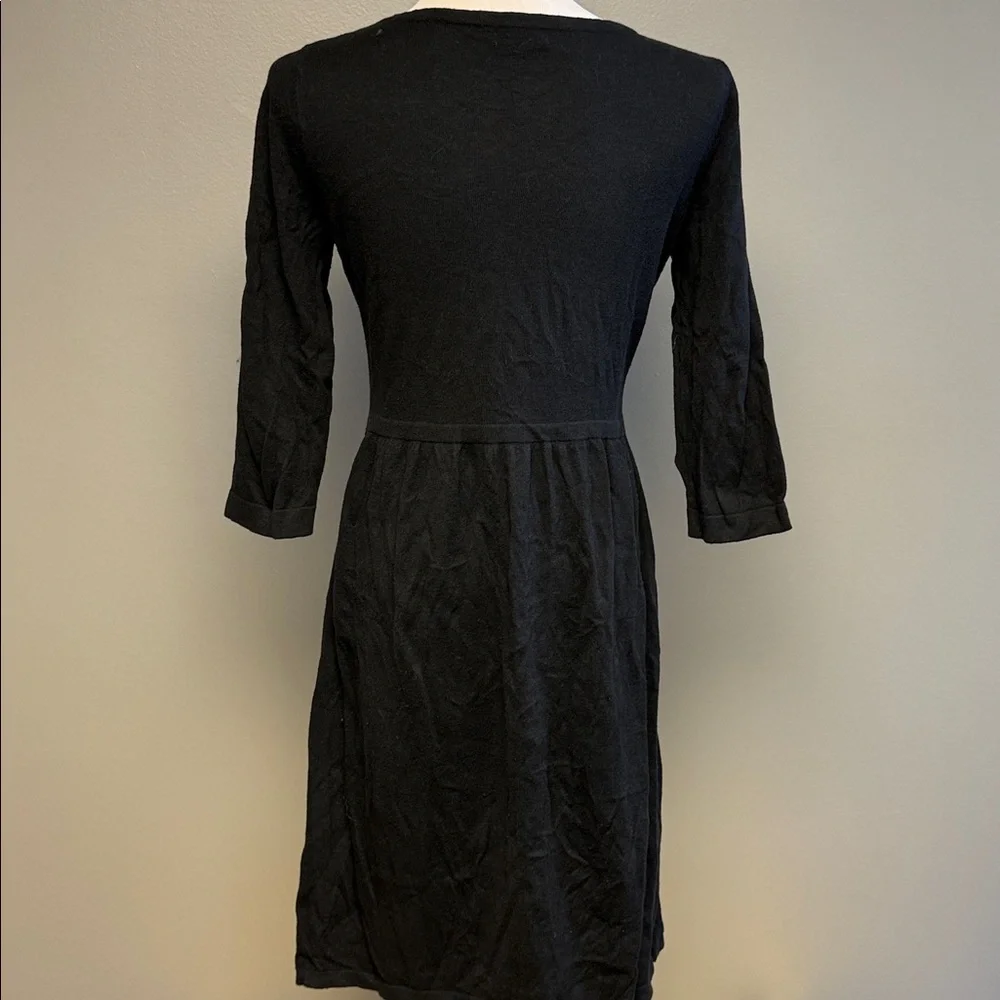 Old Navy Sequin Dress Petite Small Black 3/4 Sleeve Fit & Flare - Picture 4 of 6
